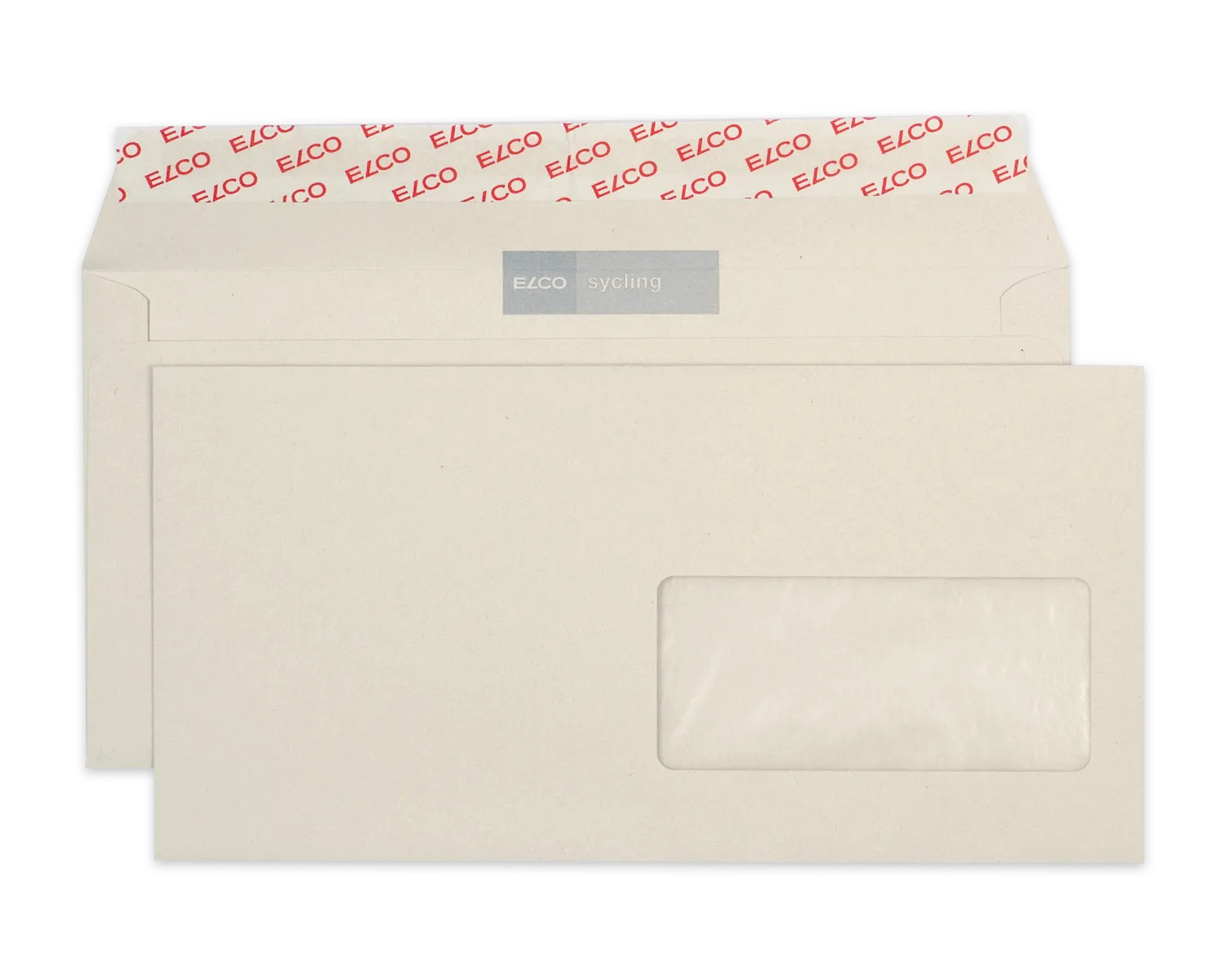 Couvert, ELCO Sycling, C5/6, Fenster Vorderseite rechts, Haftklebeverschluss, 100g/m2, grau