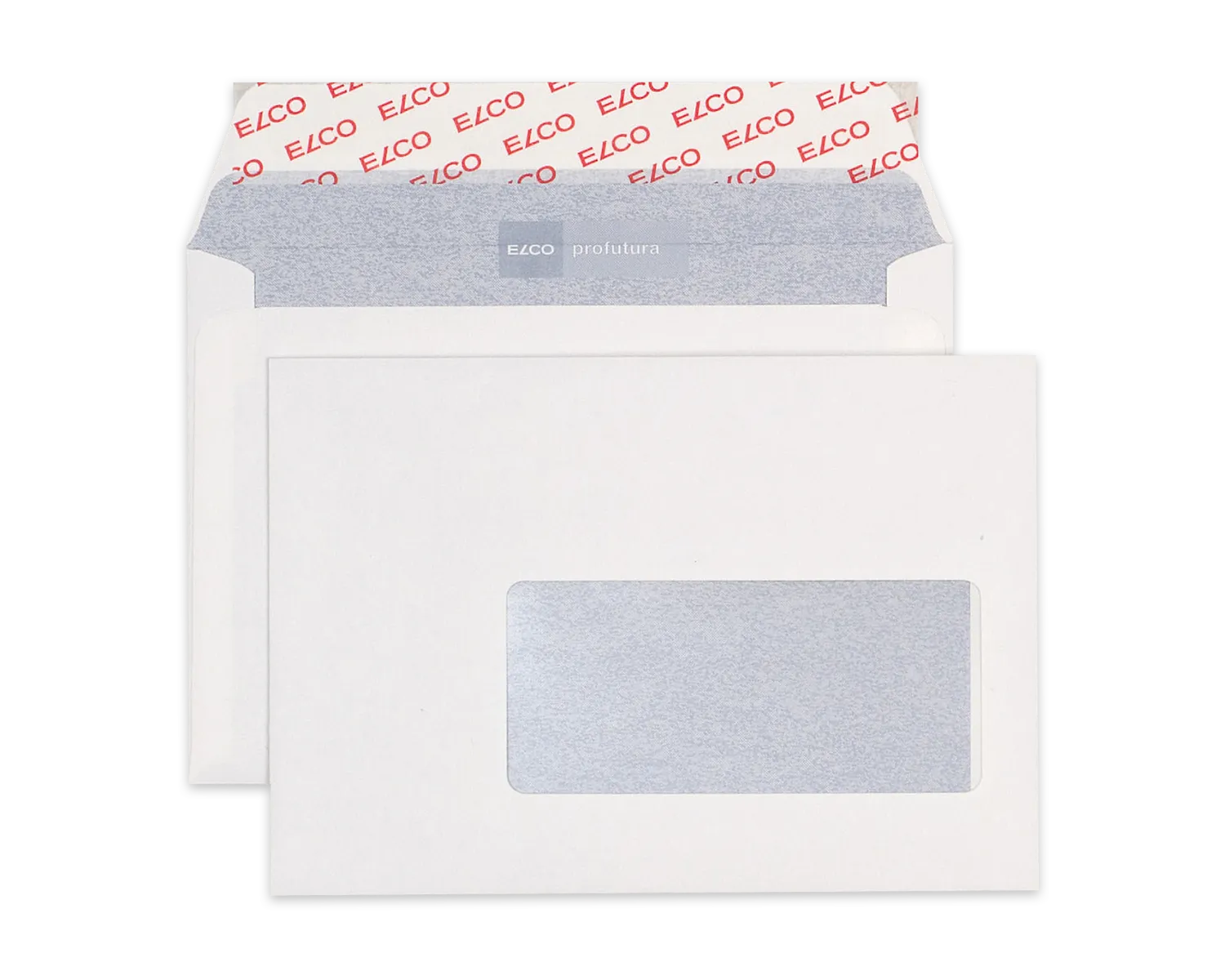 Couvert, ELCO Profutura, C6, Fenster Vorderseite rechts, Haftklebeverschluss, 100g/m2, naturweiss