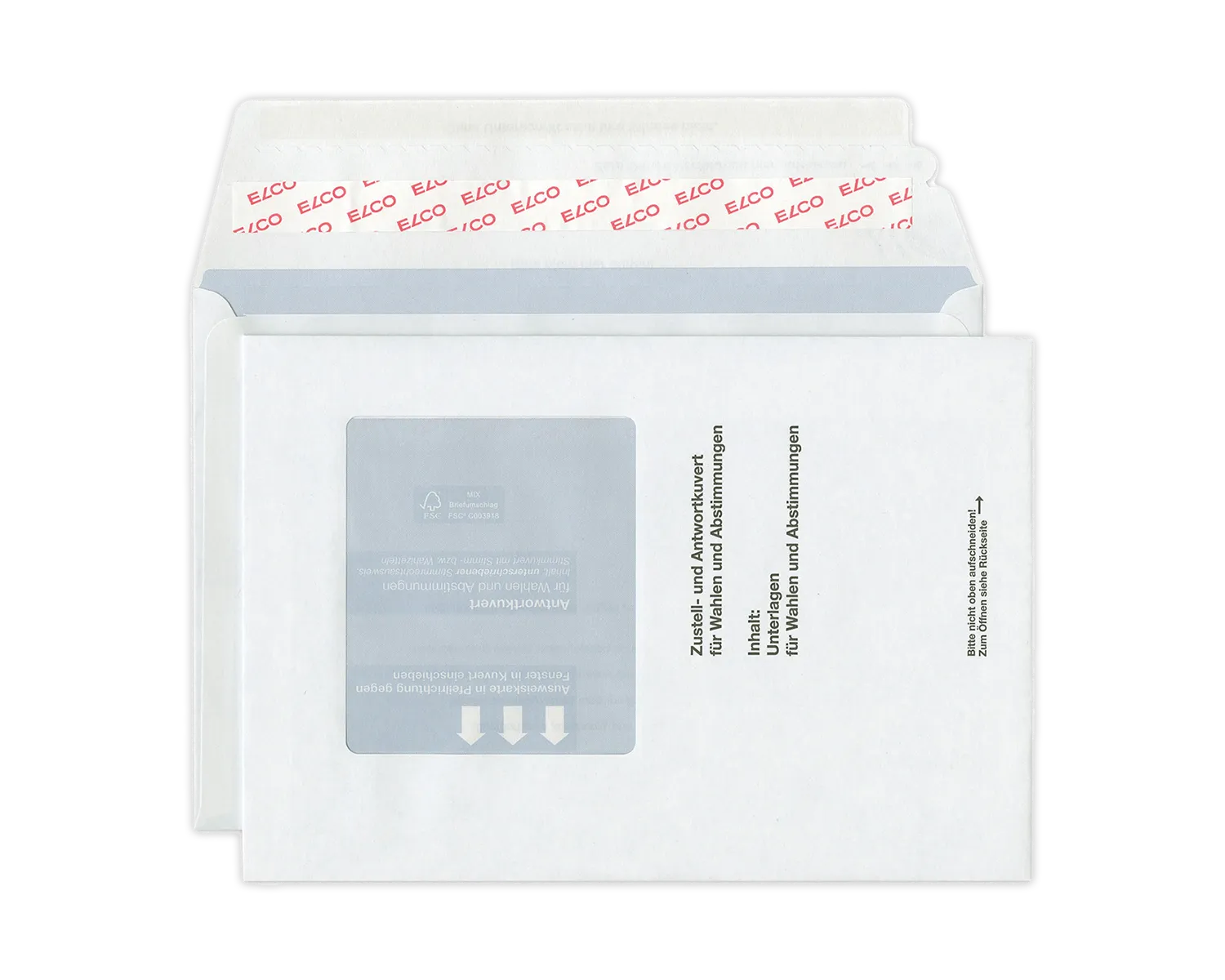 Stimmcouvert, ELCO, 245 x 170 mm, Fenster Vorderseite links, Haftklebeverschluss+Gummiert, 110g/m2, weiss