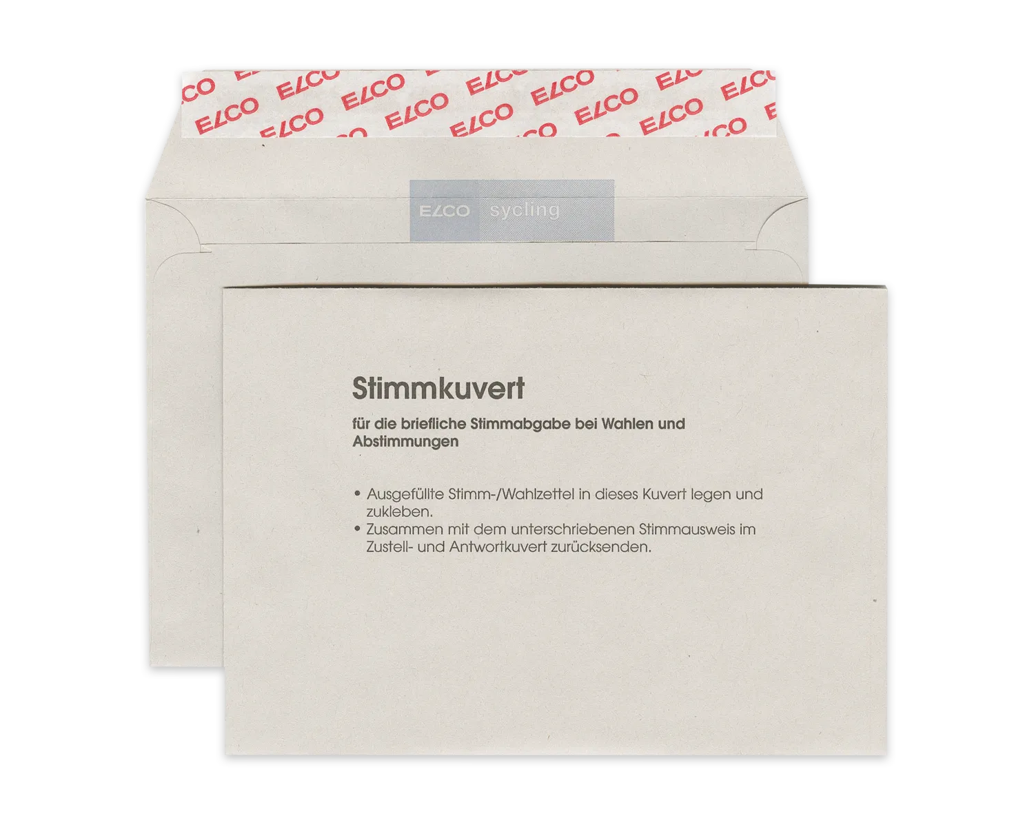 Stimmcouvert, ELCO Sycling, C6, ohne Fenster, Haftklebeverschluss, 80g/m2, grau