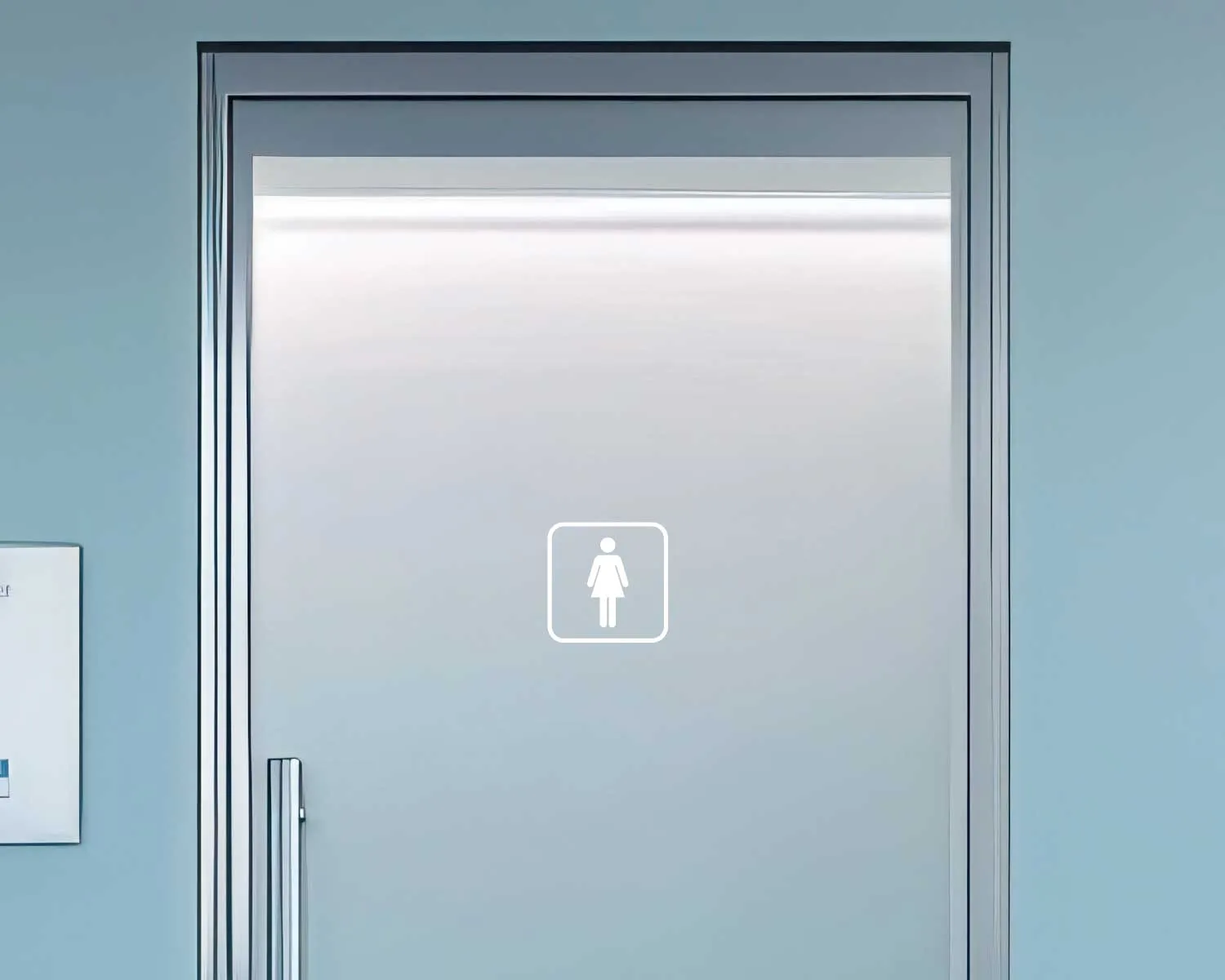 Piktogramm WC Frauen positiv weiss 150 mm x 150 mm