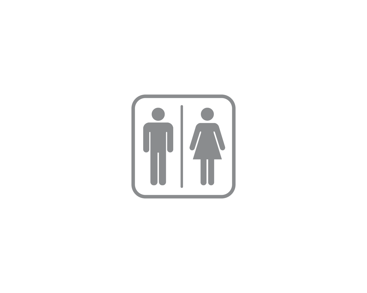 Image of Piktogramm WC Herren/Frauen positiv silber 150 mm x 150 mm