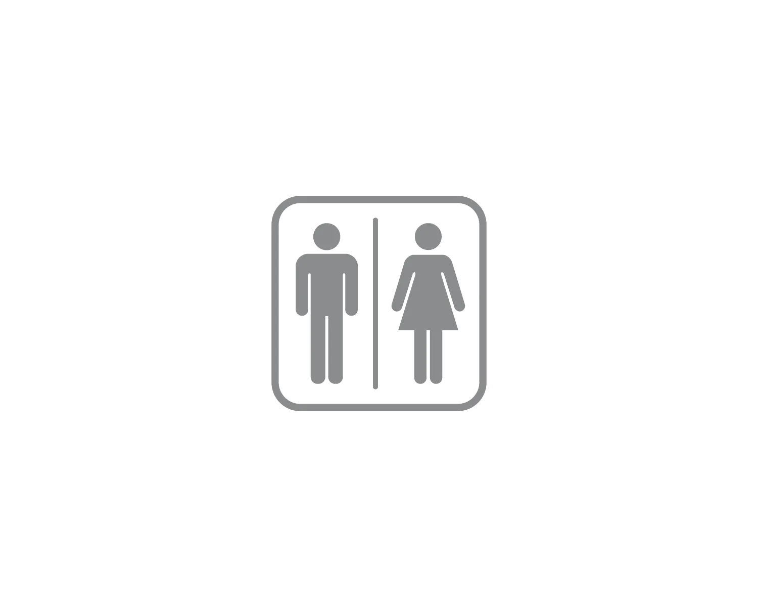 Piktogramm WC Herren/Frauen positiv silber 150 mm x 150 mm