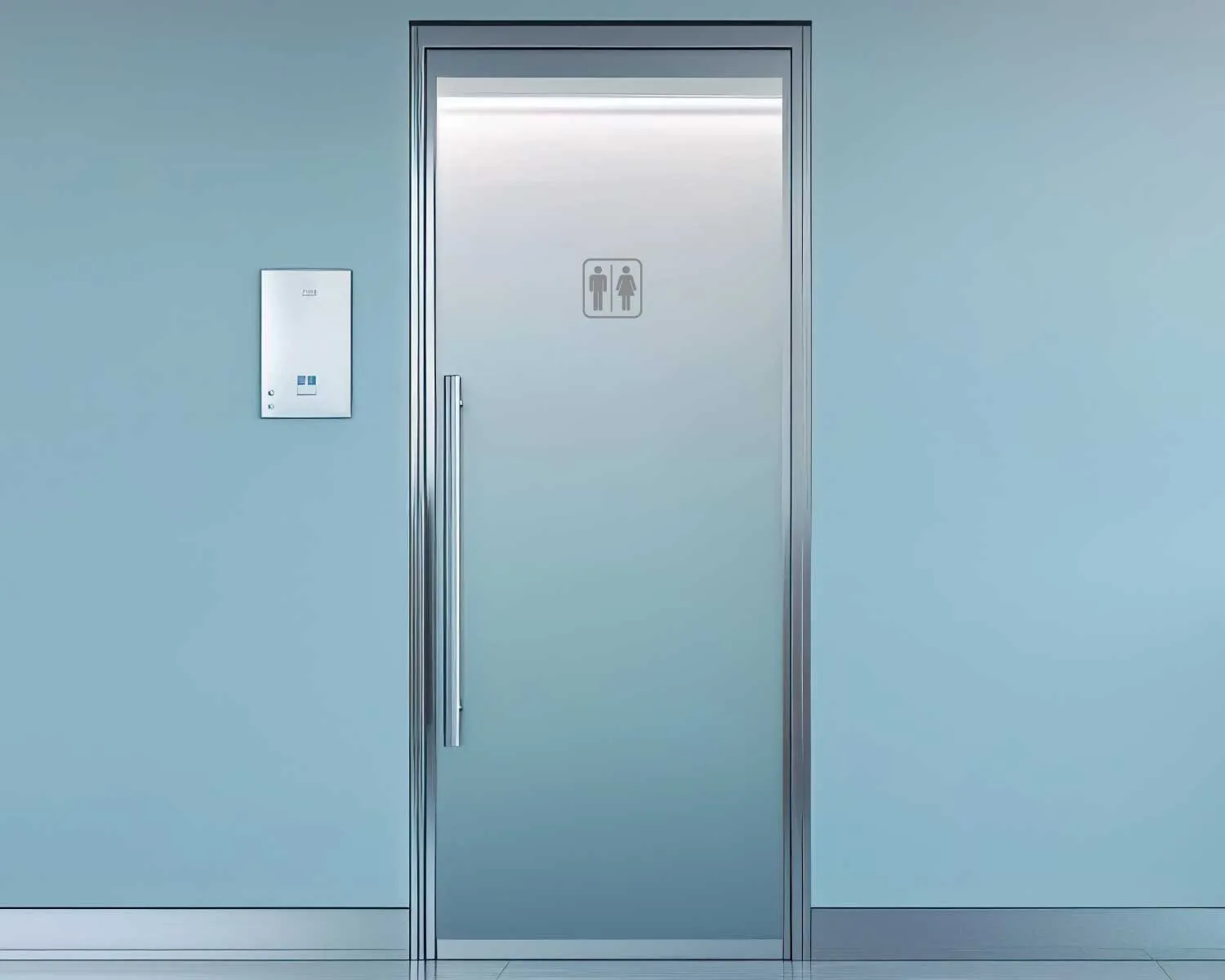 Piktogramm WC Herren/Frauen positiv silber 150 mm x 150 mm