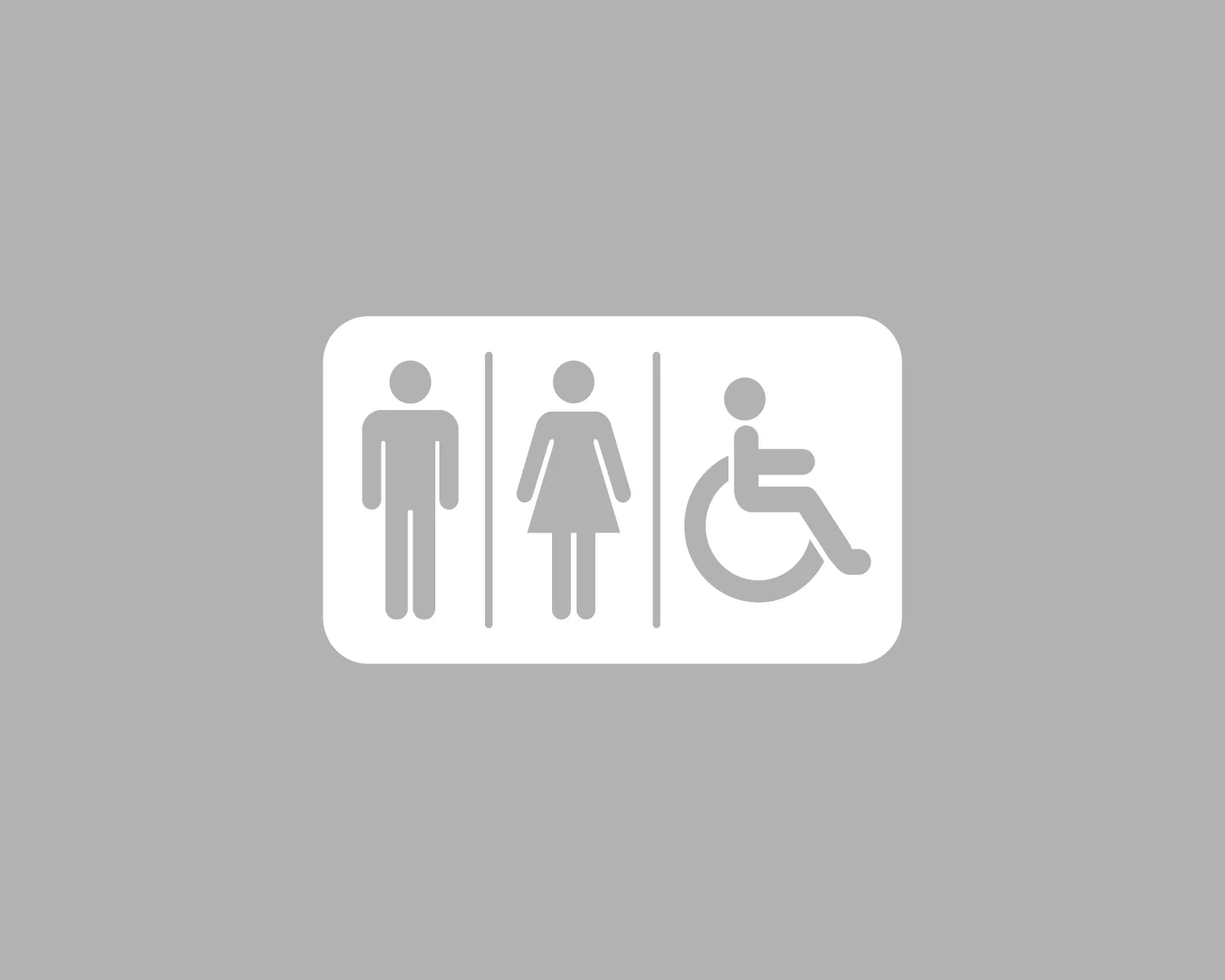 Pictogramme WC hommes/femmes/fauteuil roulant n&eacute;gatif blanc