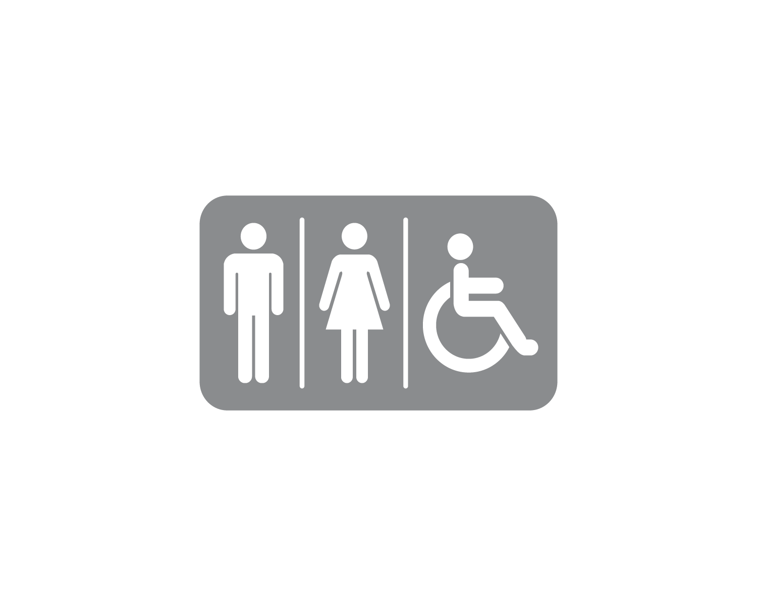 Image of Piktogramm WC Herren/Frauen/Rollstuhl negativ silber 250 mm x 150 mm