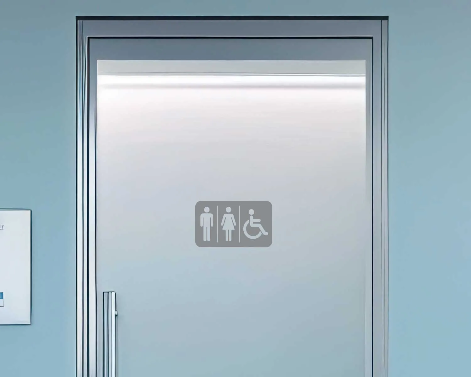 Piktogramm WC Herren/Frauen/Rollstuhl negativ silber 250 mm x 150 mm