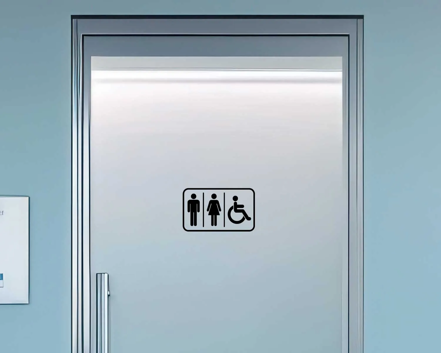 Piktogramm WC Herren/Frauen/Rollstuhl positiv schwarz 250 mm x 150 mm