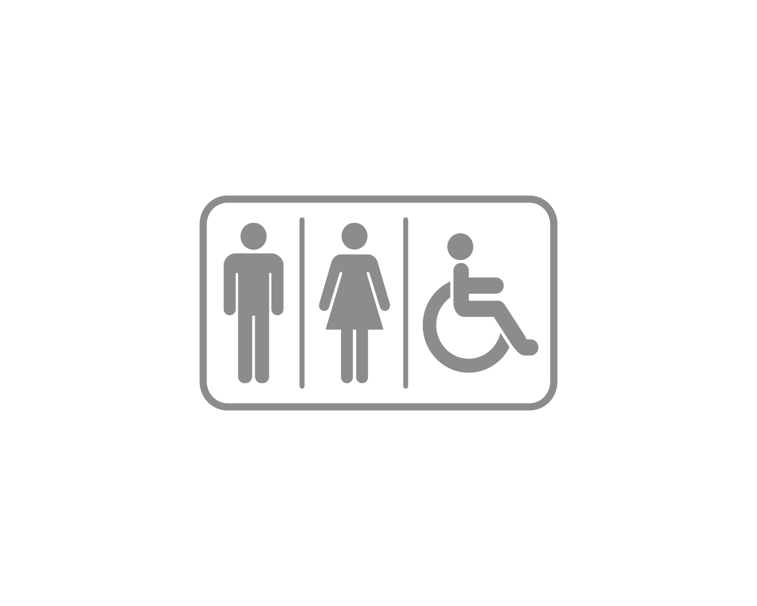 Image of Piktogramm WC Herren/Frauen/Rollstuhl positiv silber 250 mm x 150 mm