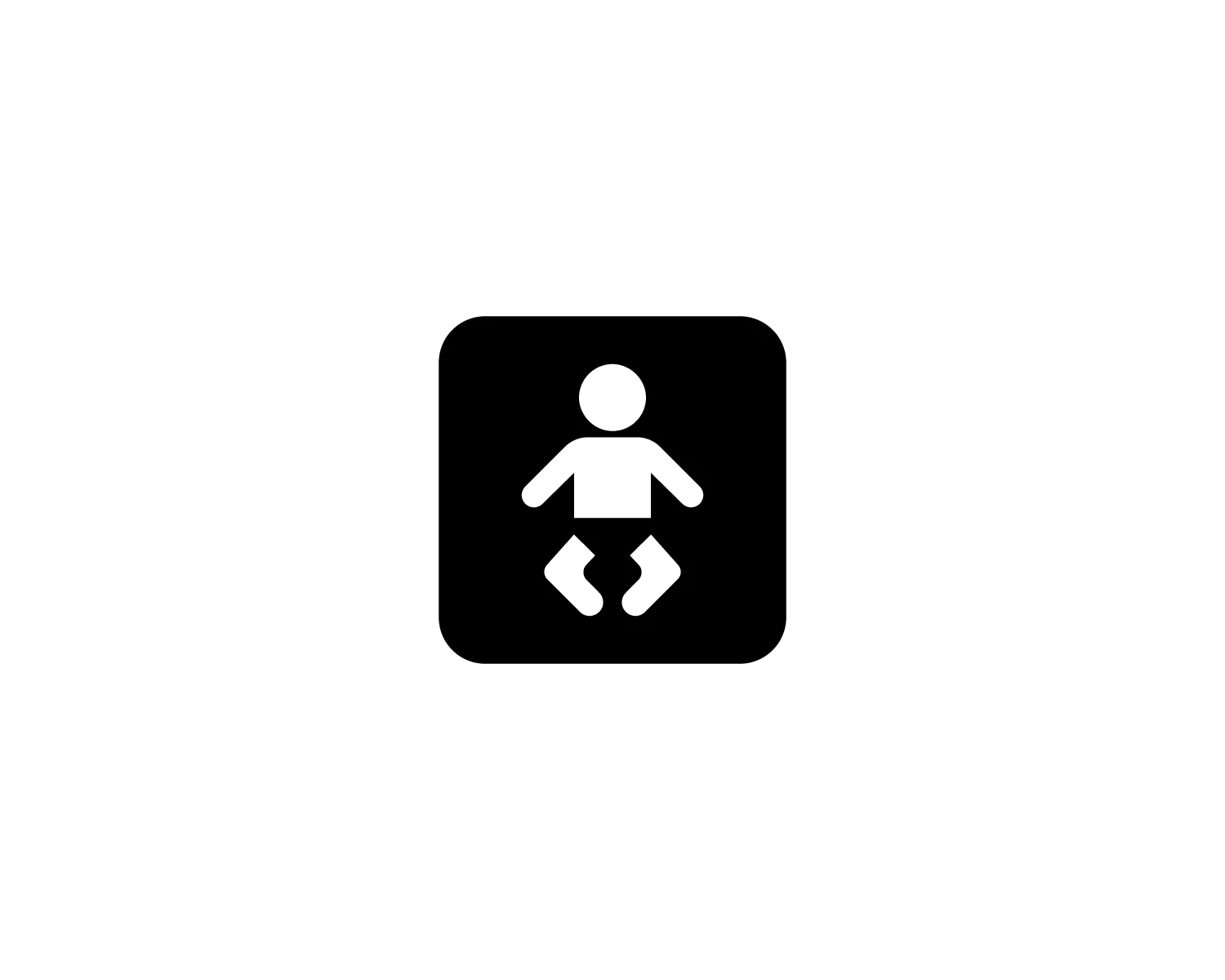 Pictogramme espace &agrave; langer n&eacute;gatif noir
