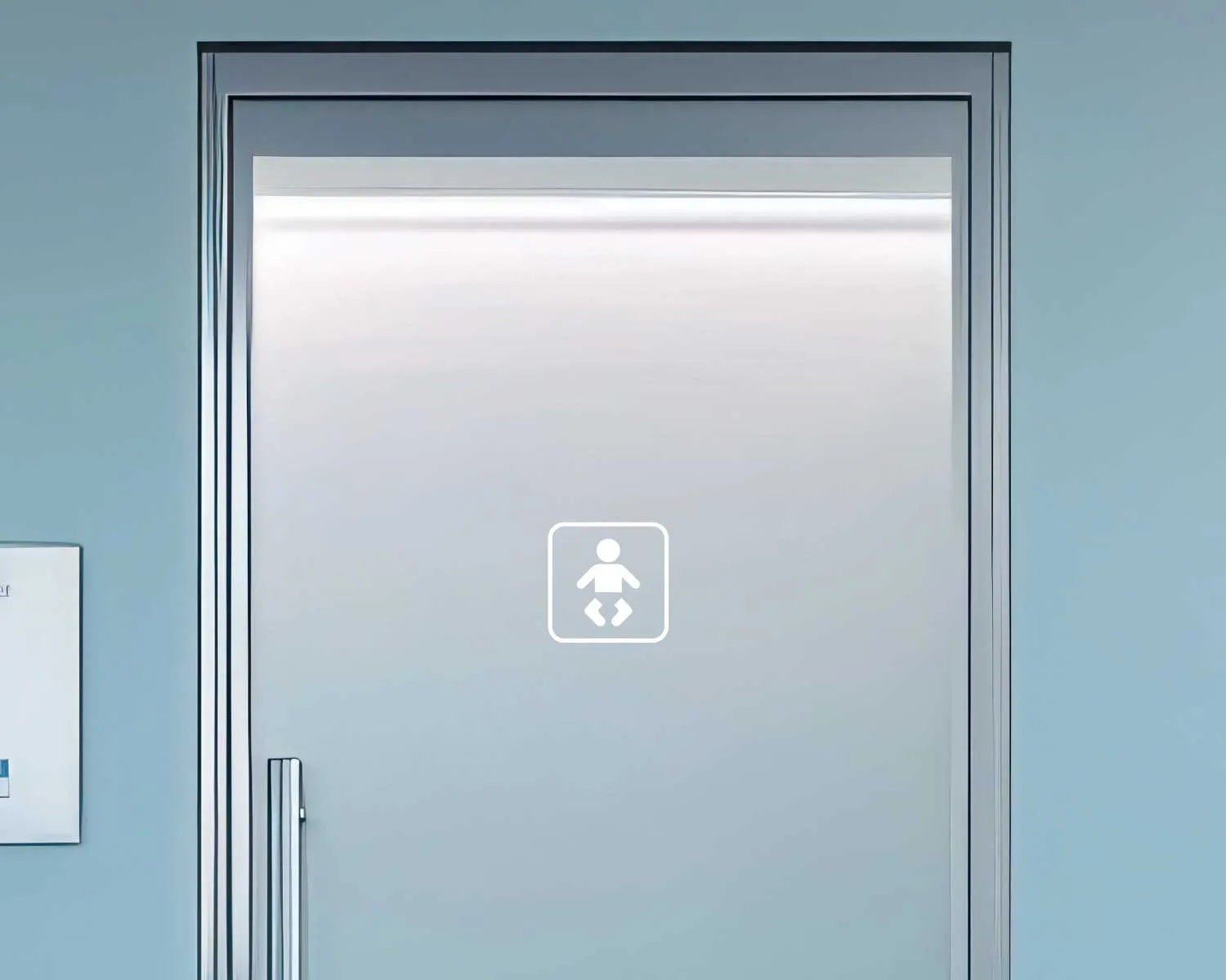 Pictogramme espace &agrave; langer positif blanc