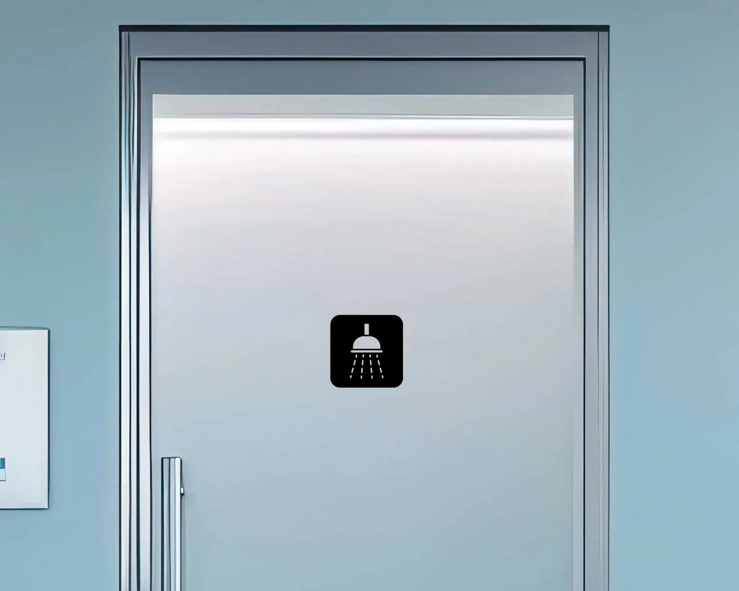 Piktogramm Dusche negativ schwarz 150 mm x 150 mm