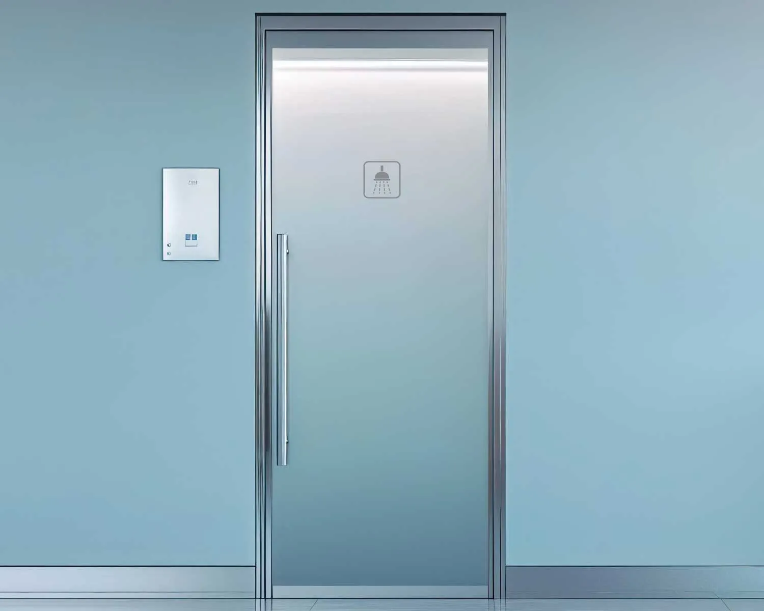 Piktogramm Dusche positiv silber 150 mm x 150 mm