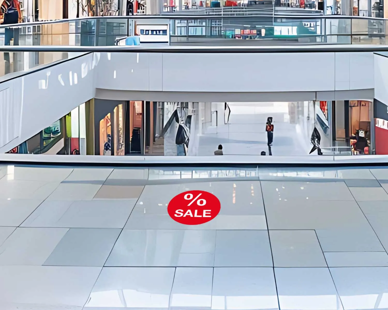 Promotionsfolie Bubble "% SALE" weiss auf rot 300 x 300 mm