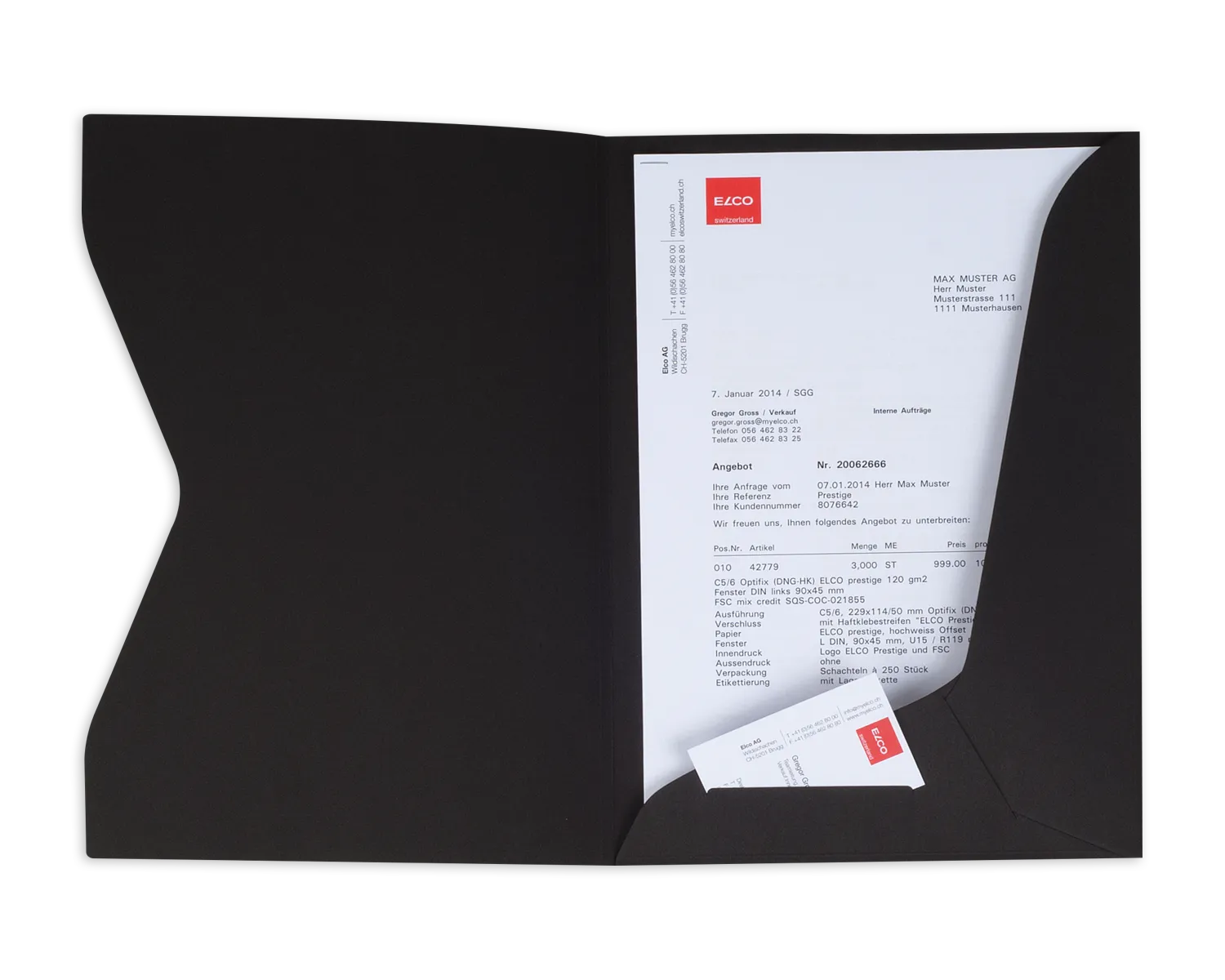 Offertmappe, ELCO Ordo Prestige, 270g/m2, schwarz