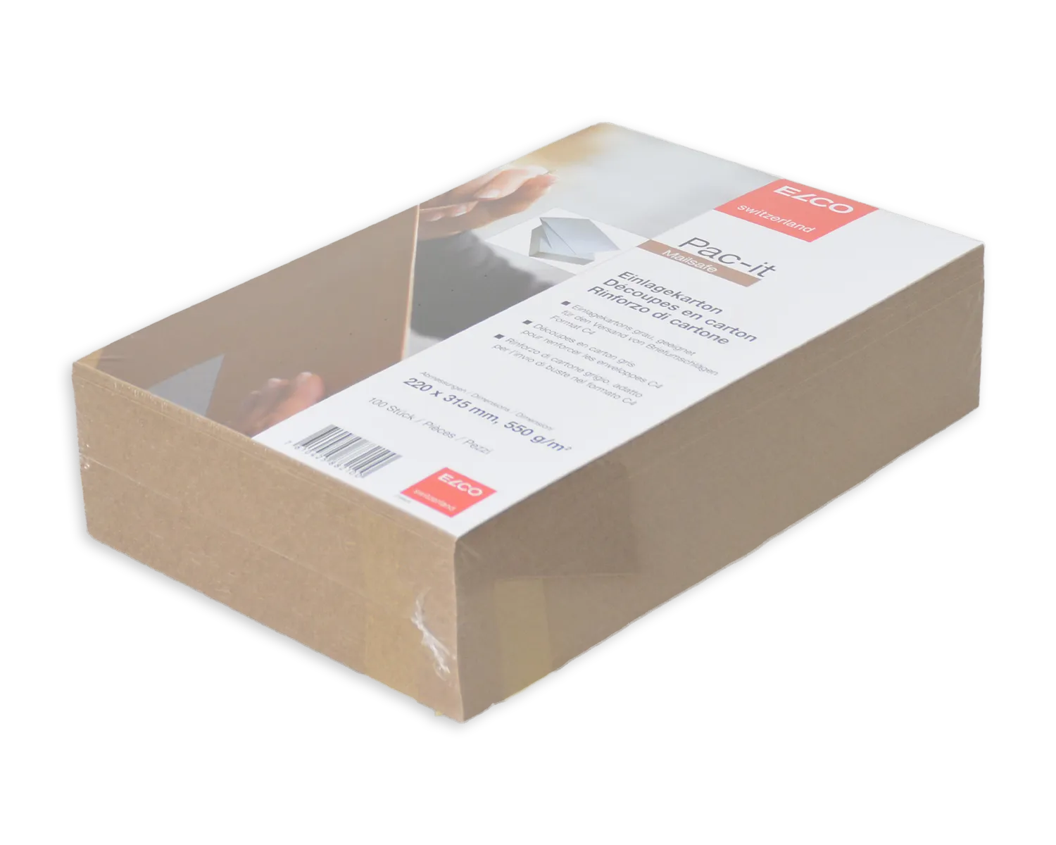 Einlagekarton, ELCOMailsafe, 550g/m2, grau