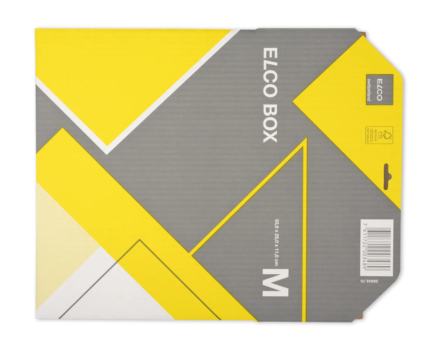 Versandverpackung, ELCO Elcobox, 330 x 250 x 110 mm, weiss/grau/gelb