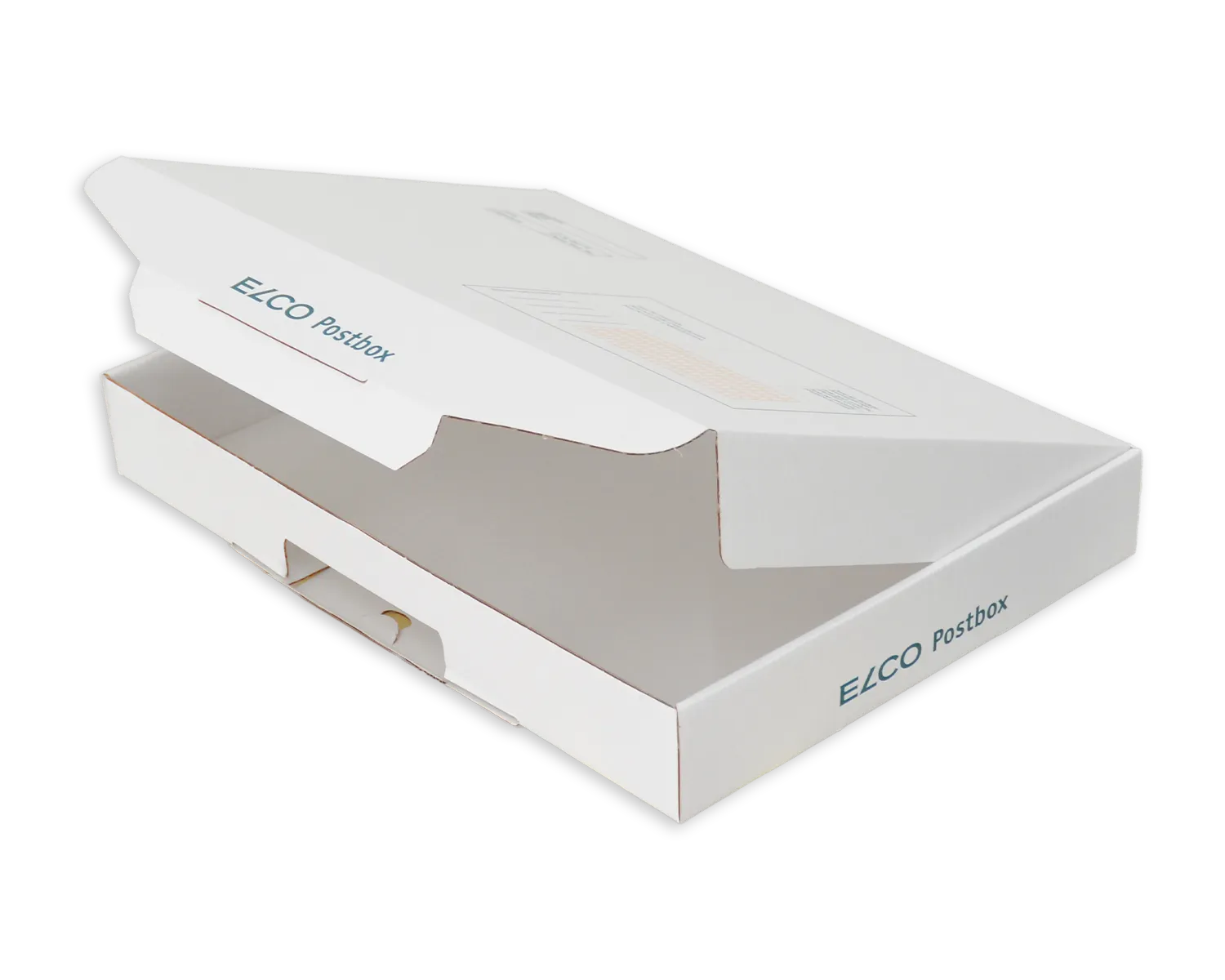 Versandverpackung, ELCO Postbox, 350 x 250 x 50 mm, ohne Fenster, Steckverschluss, weiss
