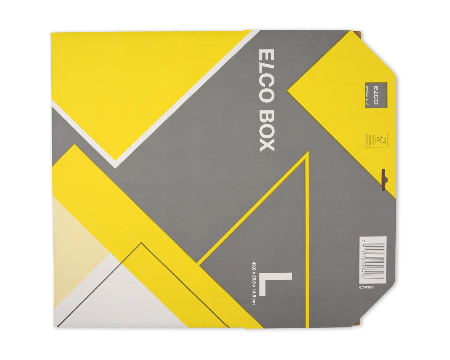 Versandverpackung, ELCO Elcobox, 400 x 260 x 145 mm, weiss/grau/gelb